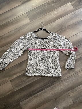 Anthropologie Black and White Printed Long-Sleeve Peasant Top